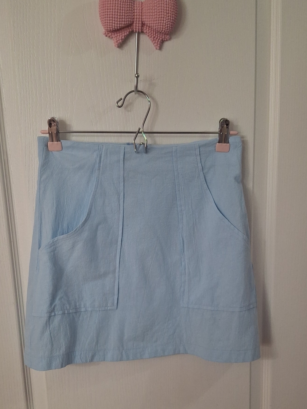 Light Blue Women's Front Pocket Mini Skirt